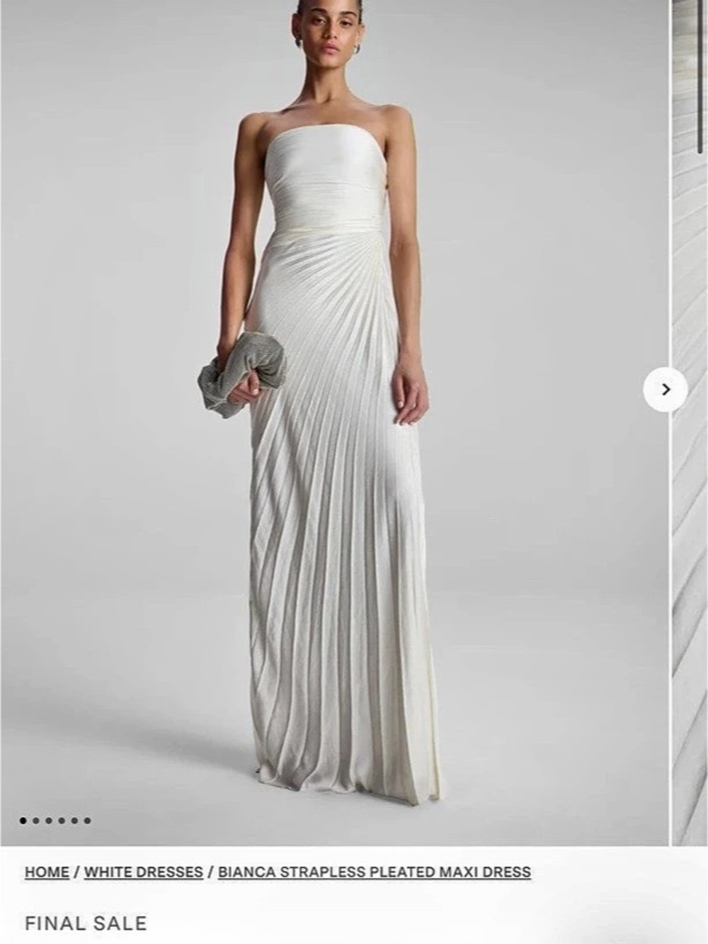 A.L.C. Bianca Strapless Pleated Maxi Dress. White Size 14